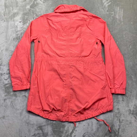 EILEEN FISHER Coral Orange Utility Jacket Drawstring Waist Collar Zip Snap Sz S - Picture 8 of 9